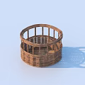 Handmade Brown Woven Rattan Storage Basket Round Shape For Home Organization