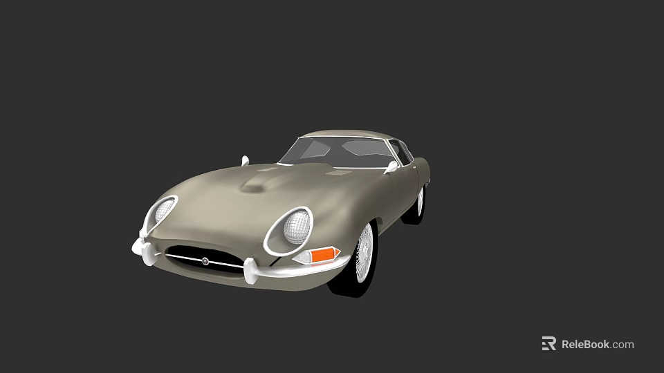 Vintage Silver Classic Car With Round Headlights And Sleek Retro Body Design 3d model 