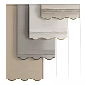 Fabric Window Blinds With Scalloped Edges In Beige Grey And White Tones For Interior Decoration