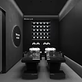 Modern Ness Hair Salon Interior With Black Hair Stations White Sinks And Product Shelves