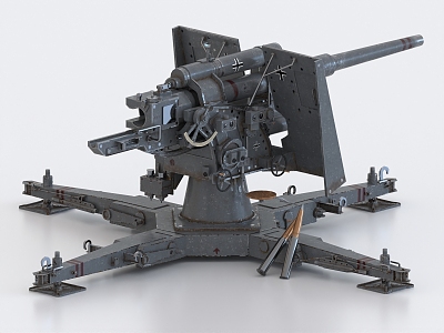 turret shore anti-aircraft gun naval gun 3d model