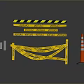 Yellow Warning Tape With Traffic Cone For Safety Equipment Use 3d model