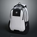 Stylish Gray Black Backpack With Multiple Zippers Brand Logo And Modern Design