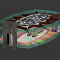 Modern Café Interior Design With Oval Structure Wooden Metal Roof And Marble Flooring