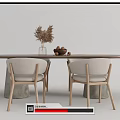 Nordic Dining Table and Chair Combination Ornaments 3d model