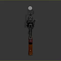 Modern Assault Rifle With Metal Barrel Orange Stock And Red Grip