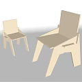 Simple Geometric Design Light Wood Leisure Chairs With Two Sizes And Armrest Backrest 3d model