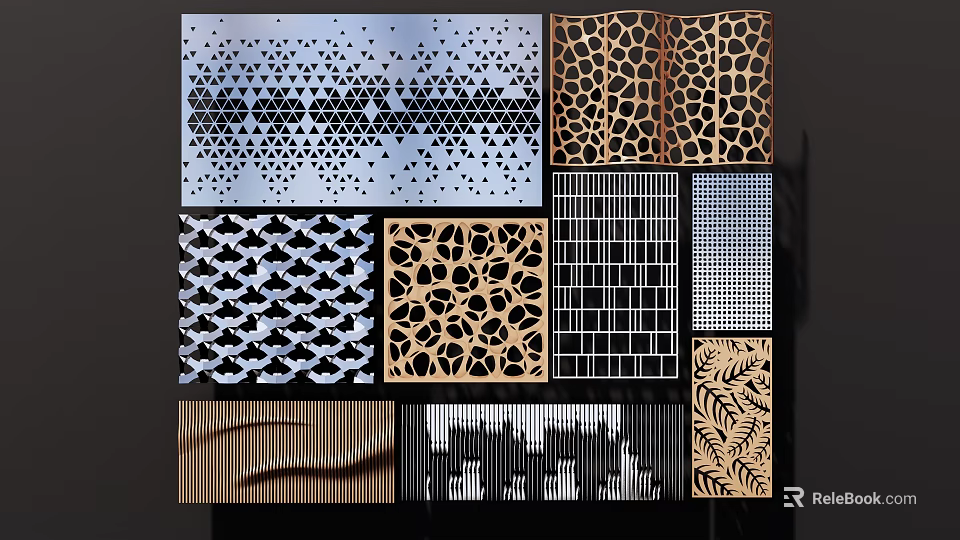 Decorative Room Dividers Featuring Various Intricate Patterns For Interior Design 3d model