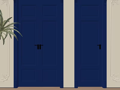 French swing door combination 3d model