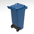 Blue Plastic Trash Bin With Lid And Rolling Wheels For Home Use 3d model