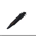 Futuristic Sci Fi Warship 3D Model With Black Hull And Orange Stripes