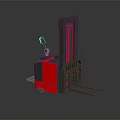 Red And Black Electric Forklift Truck With Lifting Chain And Forks For Industrial Use