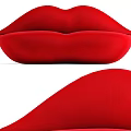 Red Lips Shaped Unique Sofa Design For Modern Interior Decor 3d model