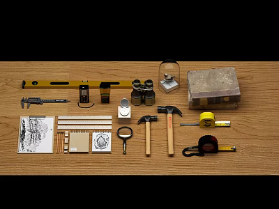 Essential Hardware Tools Collection With Hammers Tape Measures Levels Wrenches And Toolboxes 3d model