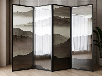 New Chinese-style screen partition 3d model