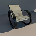 Modern Wooden Leisure Chair With Black Metal Circular Frame And Sleek Design