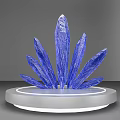 Blue Crystal Cluster Display On Illuminated White Circular Base With Glowing Edge