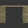 Elegant Modern Dining Table With Gold Metal Hollow Out Pattern Legs And Blue Smooth Tabletop Surface