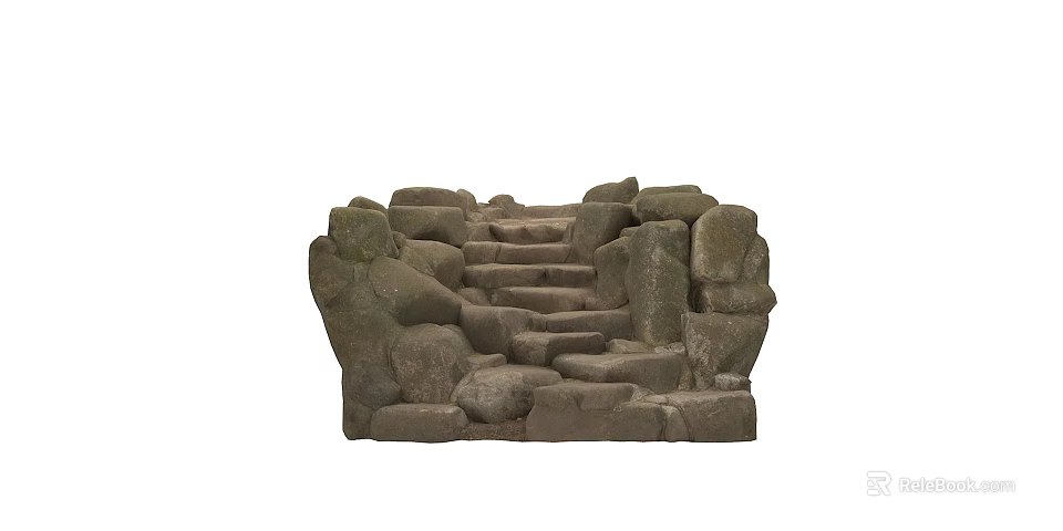 Natural Stone Steps Constructed As Road Infrastructure For Pedestrian Path 3d model 