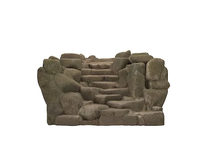 Natural Stone Steps Constructed As Road Infrastructure For Pedestrian Path 3d model