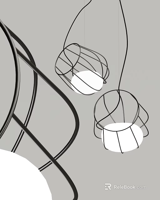 Modern Hanging Pendant Lights With Minimalist Wireframe Design And White Light Source 3d model