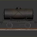 Rusty Tank Car Model on Orange Railway Tracks with Gravel Base