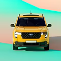Stylish Ford Yellow Double Cab Pickup Truck with Black Wheels and Grille