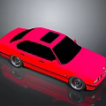 Pink Classic Sedan Car With Black Windows And Alloy Wheels In Reflection