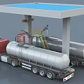 Industrial Equipment Featuring Tank Trucks And Storage Tanks At Covered Loading Facility