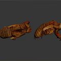 Two Brown Cicada Exuvia Display Detailed Insect Exoskeleton Characteristics In Natural View