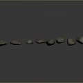 Decorative Green Stone Pieces With White Textures Arranged In Curved Line On Gray Background