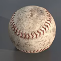 Vintage Worn Baseball Sports Equipment With Red Stitching And Distressed Surface