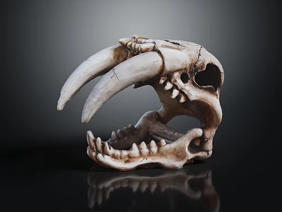 Modern skeleton saber-toothed tiger skull 3d model