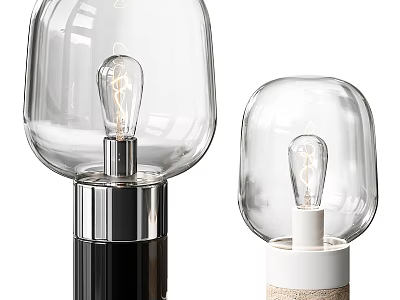 Transparent Glass Table Lamp With Black And White Base Modern Minimalist Design 3d model