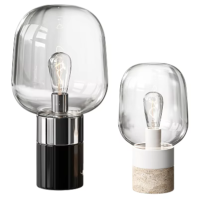 Transparent Glass Table Lamp With Black And White Base Modern Minimalist Design 3d model
