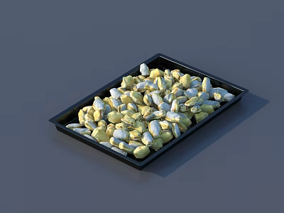 Black Tray Full of Yellow and White Mixed Grains as Nutritious Food Option 3d model
