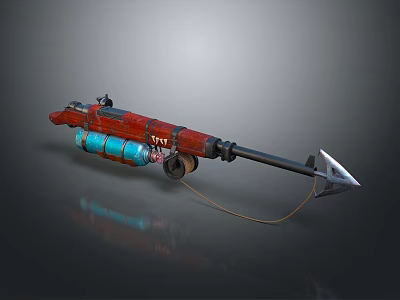 Smart Machine With Red Body Blue Cylindrical Parts And Silver Pointed Front Structure 3d model