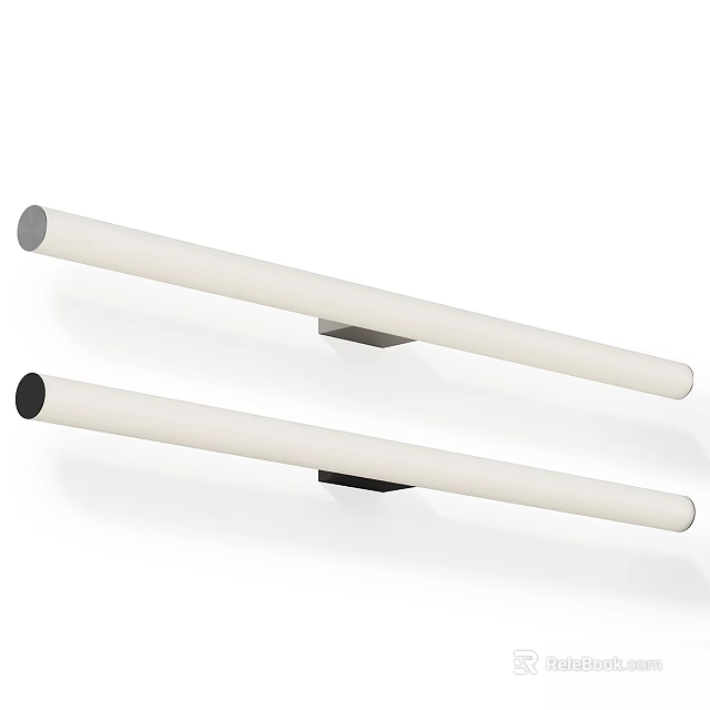 Modern Minimalist Wall Sconces With Long Cylindrical White Shades And Black Metal Bases 3d model 