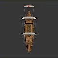 Detailed Model of Historical Wooden Sailing Ship with White Sails and Red Cross Flags