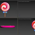 Bright Colorful Swirl Lollipop With Blue Bow And Orange Stick Design