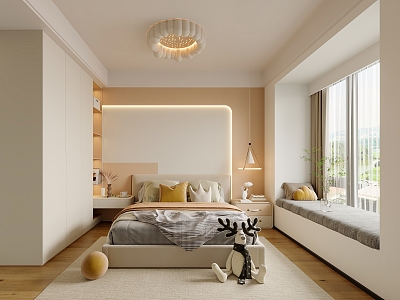 Bedroom Cream Style Bedroom Bedside Background Wall Ceiling Lamp Wardrobe Cream Style Master Bedroom Master Bedroom model