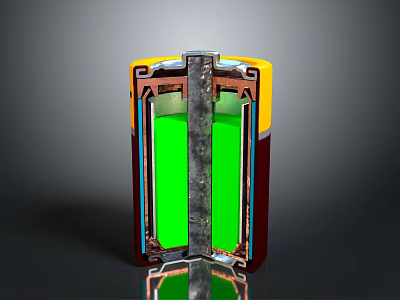 Electronic Device Internal Structure Technical Design With Green Core And Colorful Frames Cross Section 3d model
