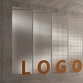 Perforated Metal Background Wall With Orange LOGO In Modern Concrete Interior Space
