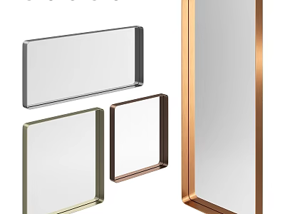 Modern Framed Mirrors With Various Shapes And Decorative Metal Borders 3d model