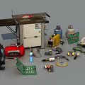 Professional Industrial Equipment Including Table Saw Power Tools Safety Gear And Storage