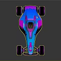 Futuristic Race Car With Pink And Blue Gradient Shiny Body And Large Wheels