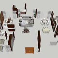 Modern Sofa Coffee Table Combination with Decorative Pillows Vase and Area Rug