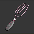 Fashionable Pink Cord Necklace With White Pendant Pink Dots And Pearl Accent