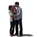 Happy Family Of Parents And Child Standing Together Hugging And Smiling