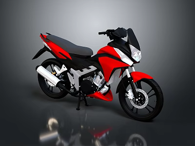 Red And Black Sporty Motorcycle Featuring Modern Sleek Design With Black Wheels And Comfortable Seat 3d model